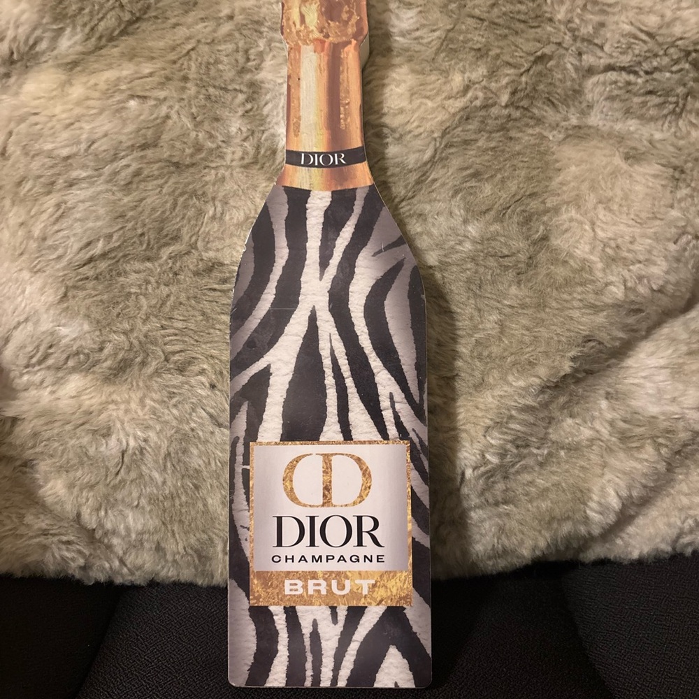 Dior Zebra Pattern Champagne Bottle Decor - Black and Gold